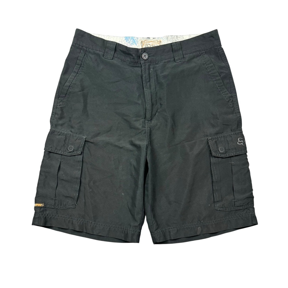 Fox Racing Cargo Shorts Men 34 Black 9" Deluxe Motocross Y2K Grunge Relaxed Fit